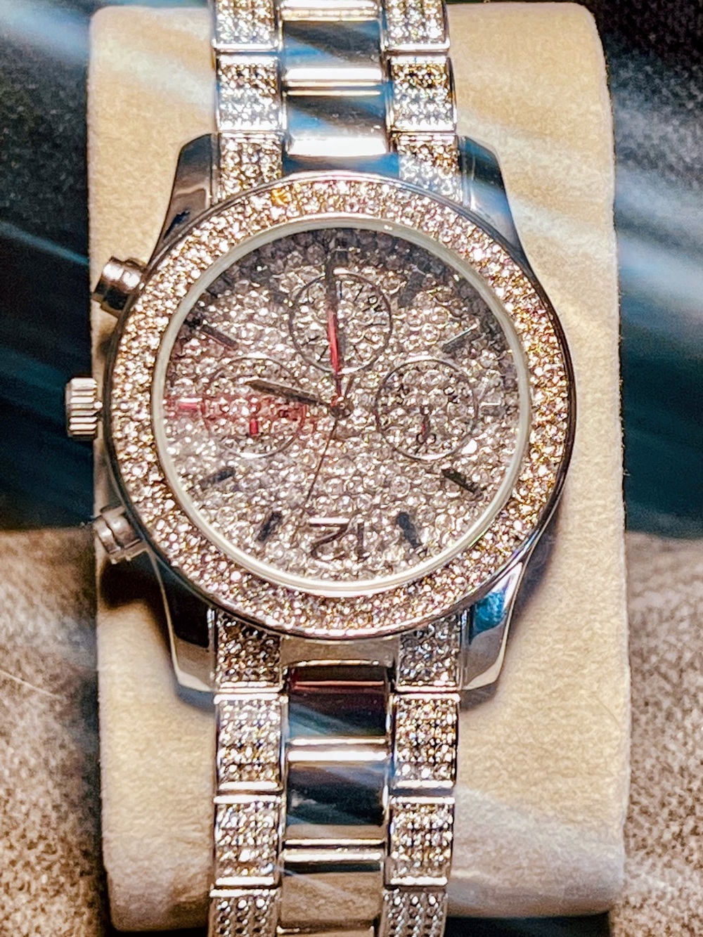 Sparkling Silver Crystal Pavé Women's Bracelet Watch - Silver